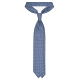 Viola Milano - Stirrups Pattern Selftipped Silk Tie - Navy - Handmade in Italy - Luxury Exclusive Collection