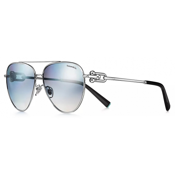 Tiffany & Co. - Pilot Sunglasses - Silver Dark Blue - Tiffany City HardWear Collection - Tiffany & Co. Eyewear