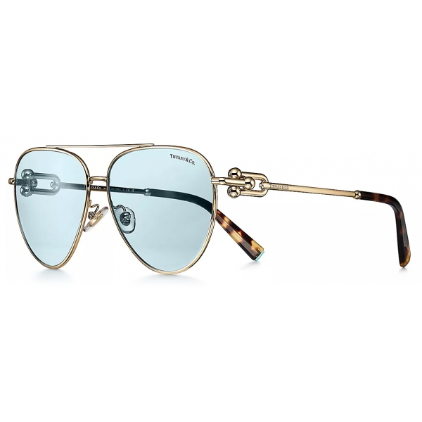 Tiffany & Co. - Pilot Sunglasses - Pale Gold Tiffany Blue® - Tiffany City HardWear Collection - Tiffany & Co. Eyewear