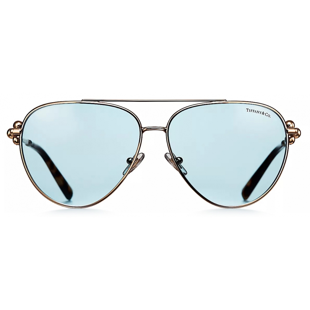 Tiffany & Co. - Pilot Sunglasses - Pale Gold Tiffany Blue® - Tiffany ...