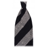 Viola Milano - Stripe Handrolled Woven Grenadine/Shantung Tie - Navy/White - Handmade in Italy - Luxury Exclusive Collection