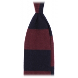 Viola Milano - Stripe Knitted 100% Cashmere Tie - Navy/Wine - Handmade in Italy - Luxury Exclusive Collection