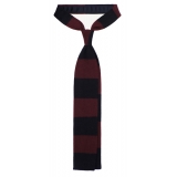 Viola Milano - Stripe Knitted 100% Cashmere Tie - Navy/Wine - Handmade in Italy - Luxury Exclusive Collection