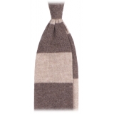 Viola Milano - Stripe Knitted 100% Cashmere Tie - Sand/Beige - Handmade in Italy - Luxury Exclusive Collection