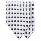 Viola Milano - Summer Floral 3-Fold Handprinted Untipped Silk Tie - White LL - Handmade in Italy - Luxury Exclusive Collection