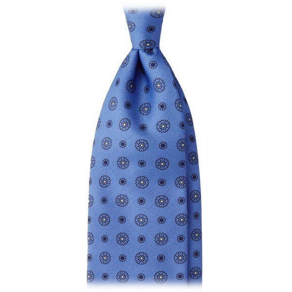 Viola Milano - Sun Floral Selftipped Silk Tie - Sea - Handmade in Italy - Luxury Exclusive Collection