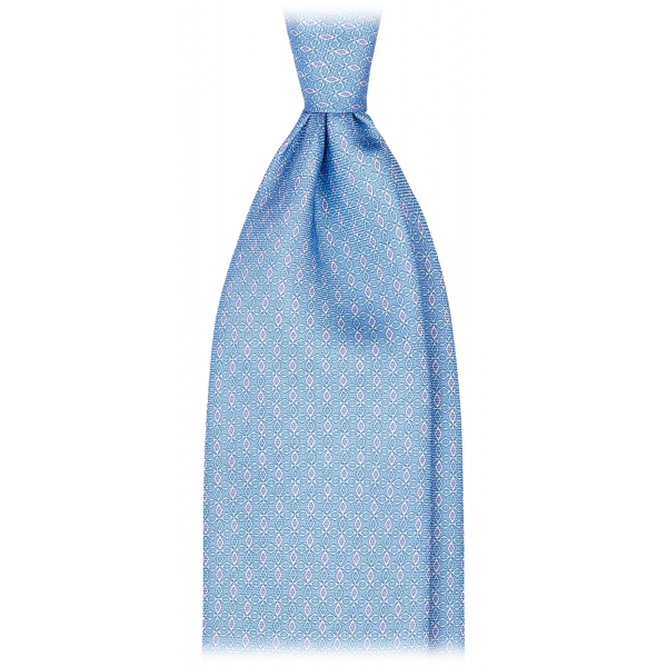 Viola Milano - Tuscan Floral Selftipped Silk Tie - Light Blue - Handmade in Italy - Luxury Exclusive Collection