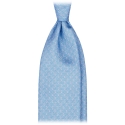 Viola Milano - Tuscan Floral Selftipped Silk Tie - Light Blue - Handmade in Italy - Luxury Exclusive Collection