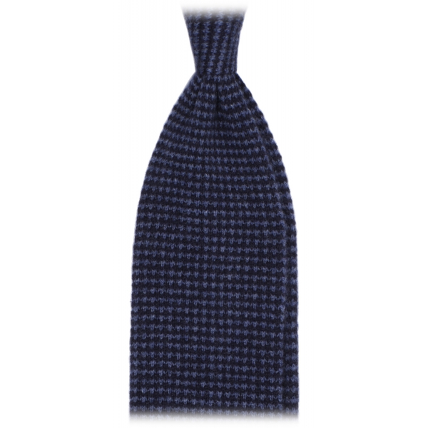 Viola Milano - Cravatta Bicolore in Maglia di 100% Cashmere - Navy/Blu - Handmade in Italy - Luxury Exclusive Collection