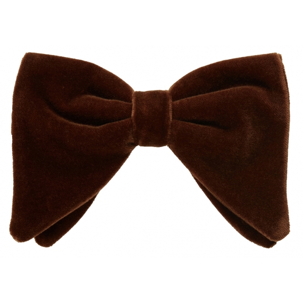 Viola Milano - Velvet Artisan Bow Tie - Brown - Handmade in Italy - Luxury Exclusive Collection