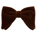 Viola Milano - Velvet Artisan Bow Tie - Brown - Handmade in Italy - Luxury Exclusive Collection