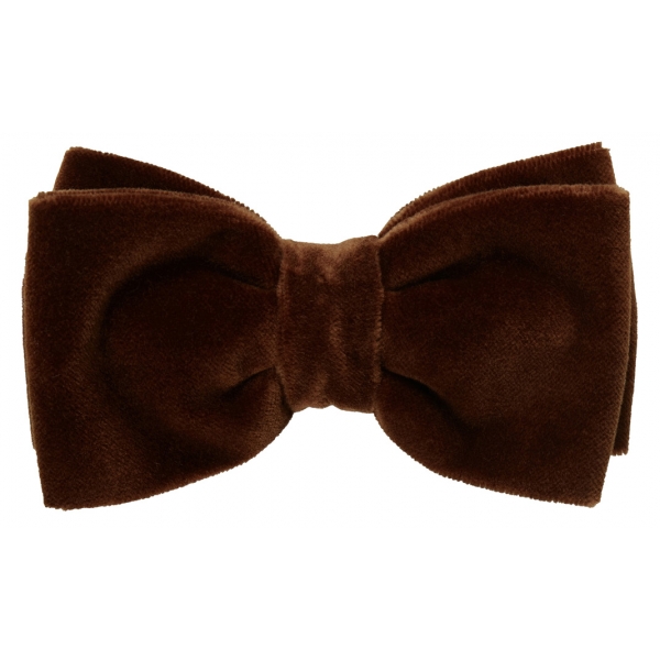 Viola Milano - Velvet Bow Tie - Brown - Handmade in Italy - Luxury Exclusive Collection