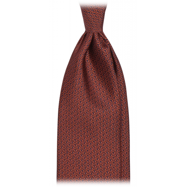 Viola Milano - Wave Chain Selftipped Italian Silk Tie - Navy/Wine - Handmade in Italy - Luxury Exclusive Collection