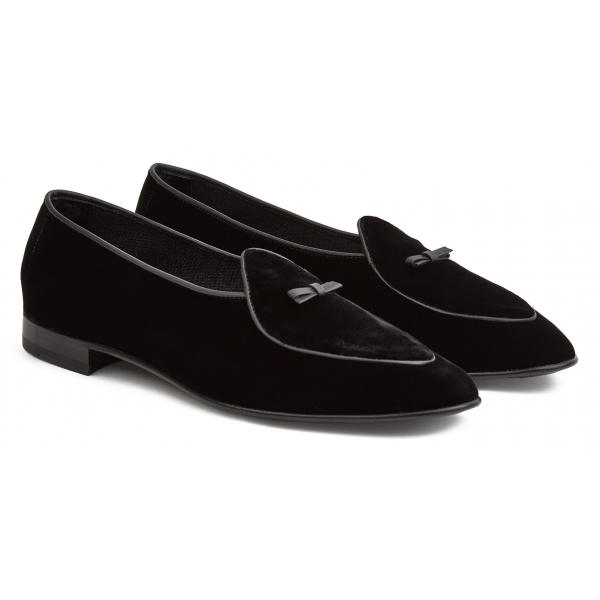 Viola Milano - Unlined Belgian Velvet Loafer - Black - Handmade in Italy - Luxury Exclusive Collection
