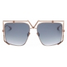 Valentino - V-Light Square Oversized Sunglasses in Titanium - Grey - Valentino Eyewear