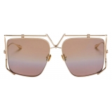 Valentino - V-Light Square Oversized Sunglasses in Titanium - Brown - Valentino Eyewear