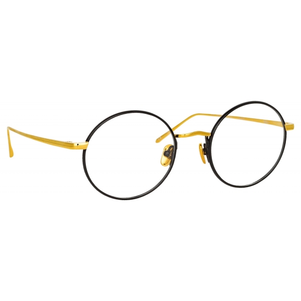 Linda Farrow - The Adams Oval Optical Glasses in Black Yellow Gold (C1) - LFL925C1OPT - Linda Farrow Eyewear