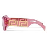Versace - Occhiale da Sole Endless Greca - Rosa Trasparente Viola Argento Specchio - Occhiali da Sole - Versace Eyewear