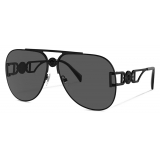 Versace - Medusa Biggie Pilot Sunglasses - Matte Black Dark Gray - Sunglasses - Versace Eyewear