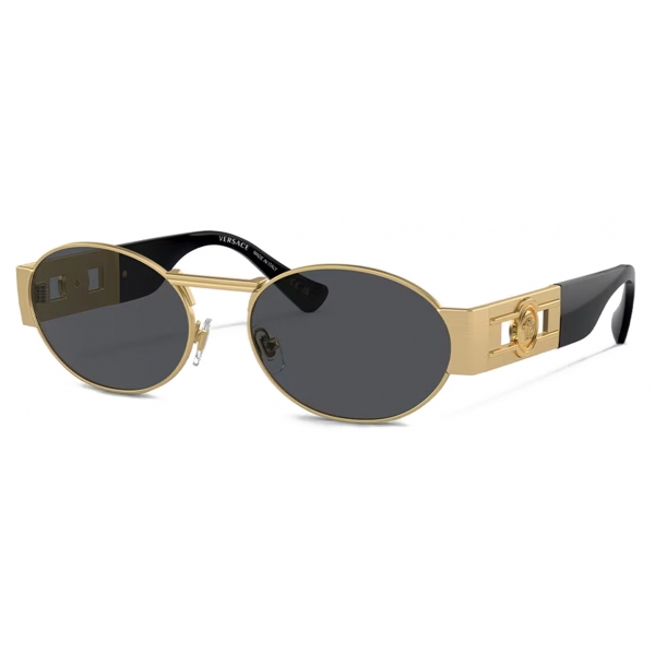 Versace - Medusa Deco Oval Sunglasses - Gold Dark Gray - Sunglasses - Versace Eyewear