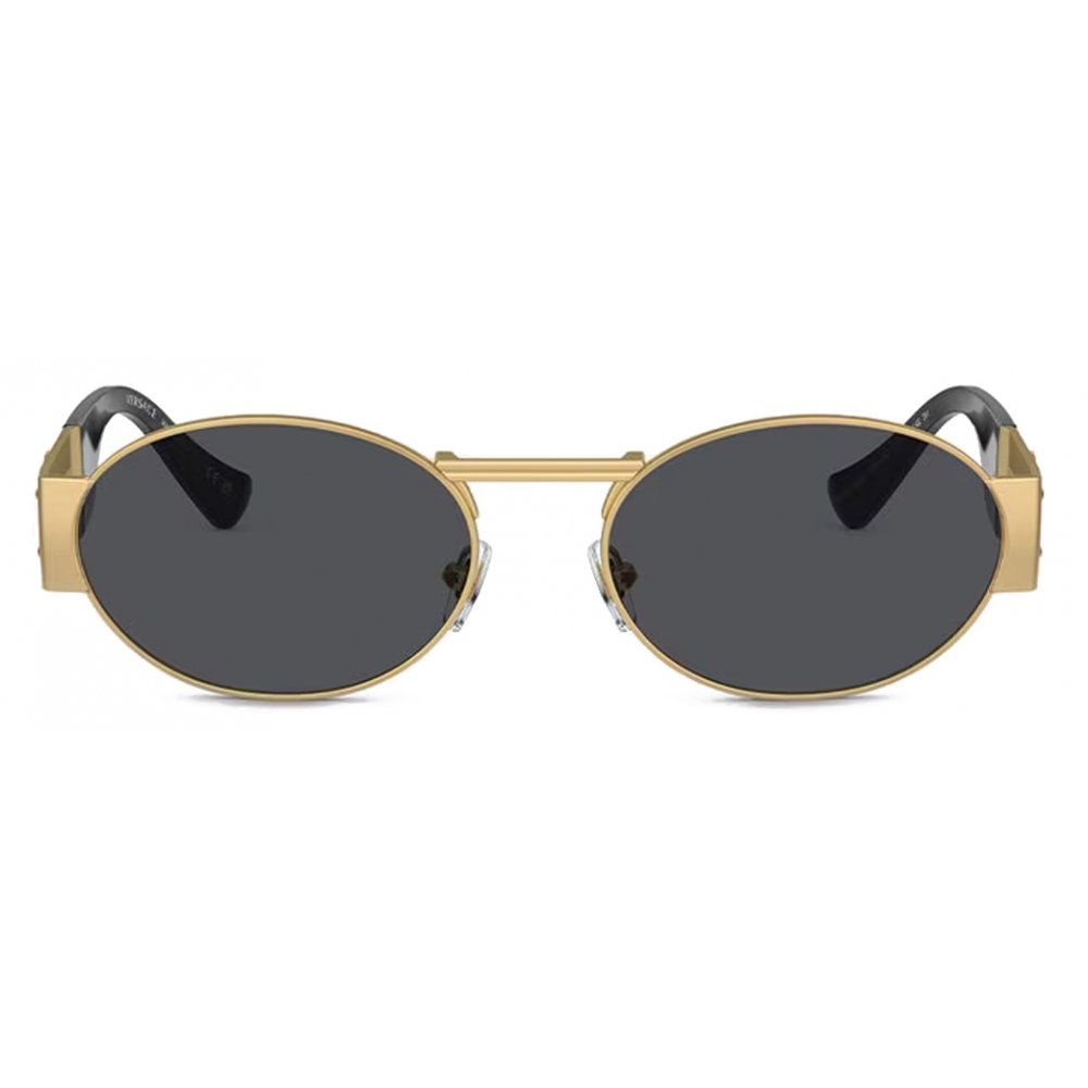 Versace - Medusa Deco Oval Sunglasses - Gold Dark Gray - Sunglasses ...