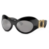 Versace - Oval Shield Sunglasses - Black Mirror Silver - Sunglasses - Versace Eyewear