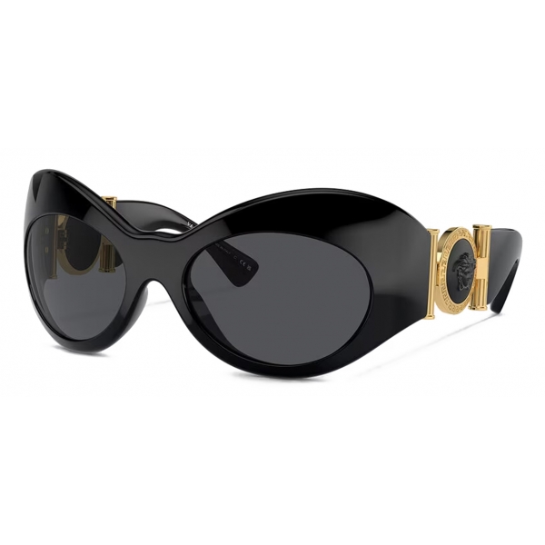 Versace - Oval Shield Sunglasses - Black Dark Gray - Sunglasses - Versace Eyewear