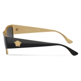 Versace - La Medusa Squared Sunglasses - Black Gold Dark Gray - Sunglasses - Versace Eyewear