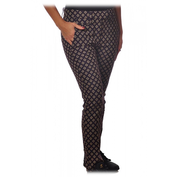 Dondup - Pantaloni in Fantasia Geometrica - Blu - Pantalone - Luxury Exclusive Collection