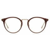 Linda Farrow - Cooper Oval Optical Glasses in Brown Light Gold (C6) - LFL1051C6OPT - Linda Farrow Eyewear
