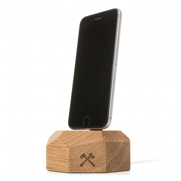 Woodcessories - Quercia / Dock per iPhone 6, 7, 8, X in Legno - Dock per iPhone - Eco Dock - Supporto per iPhone in Legno