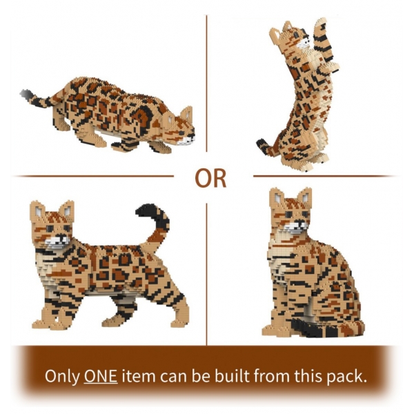 Jekca - Bengal Cat 4-in-1 Pack 01S-M01 - Lego - Scultura - Costruzione - 4D - Animali di Mattoncini - Toys