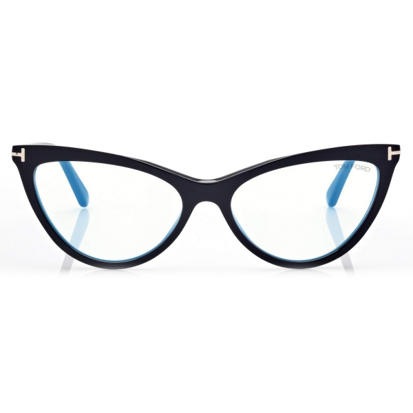 Tom Ford - Magnetic Clip Blue Block Cat Eye Opticals - Nero - FT5896-B - Occhiali da Vista - Tom Ford Eyewear