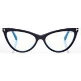 Tom Ford - Magnetic Clip Blue Block Cat Eye Opticals - Nero - FT5896-B - Occhiali da Vista - Tom Ford Eyewear