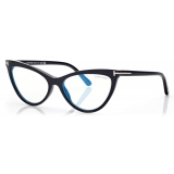 Tom Ford - Magnetic Clip Blue Block Cat Eye Opticals - FT5896-B - Optical Glasses - Tom Ford Eyewear