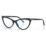 Tom Ford - Magnetic Clip Blue Block Cat Eye Opticals - Nero - FT5896-B - Occhiali da Vista - Tom Ford Eyewear