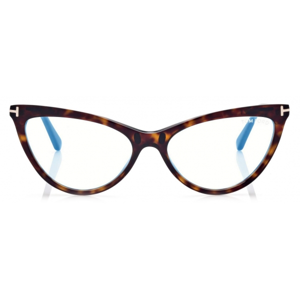 Tom Ford - Magnetic Clip Blue Block Cat Eye Opticals - Dark Havana - FT5896-B - Optical Glasses - Tom Ford Eyewear