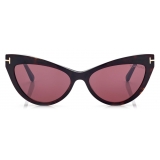 Tom Ford - Magnetic Clip Blue Block Cat Eye Opticals - Dark Havana - FT5896-B - Optical Glasses - Tom Ford Eyewear