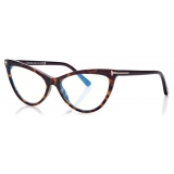 Tom Ford - Magnetic Clip Blue Block Cat Eye Opticals - Dark Havana - FT5896-B - Optical Glasses - Tom Ford Eyewear