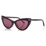 Tom Ford - Magnetic Clip Blue Block Cat Eye Opticals - Havana Scuro - FT5896-B - Occhiali da Vista - Tom Ford Eyewear