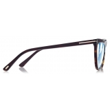 Tom Ford - Magnetic Clip Blue Block Cat Eye Opticals - Dark Havana - FT5896-B - Optical Glasses - Tom Ford Eyewear