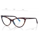 Tom Ford - Magnetic Clip Blue Block Cat Eye Opticals - Dark Havana - FT5896-B - Optical Glasses - Tom Ford Eyewear