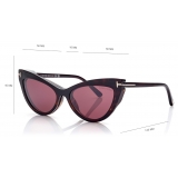 Tom Ford - Magnetic Clip Blue Block Cat Eye Opticals - Dark Havana - FT5896-B - Optical Glasses - Tom Ford Eyewear