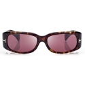 Tom Ford - Corey Sunglasses - Occhiali da Sole Rettangolare - Havana Scuro Bordeaux - FT1064 - Tom Ford Eyewear