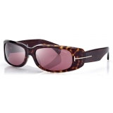 Tom Ford - Corey Sunglasses - Occhiali da Sole Rettangolare - Havana Scuro Bordeaux - FT1064 - Tom Ford Eyewear