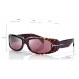 Tom Ford - Corey Sunglasses - Occhiali da Sole Rettangolare - Havana Scuro Bordeaux - FT1064 - Tom Ford Eyewear