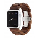 Woodcessories - Walnut / Silver - Wooden Apple Watch Band 42 mm - Eco Strap - Stainless Steel - Wooden Apple Watch Strap