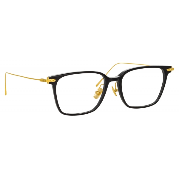 Linda Farrow - Gehry Rectangular Optical Glasses in Black Yellow Gold - LF37C1OPT - Linda Farrow Eyewear