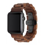 Woodcessories - Walnut / Black - Wooden Apple Watch Band 42 mm - Eco Strap - Stainless Steel - Wooden Apple Watch Strap