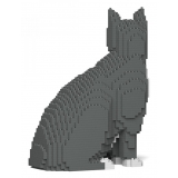 Jekca - Grey Tuxedo Cat 01S - Lego - Sculpture - Construction - 4D - Brick Animals - Toys